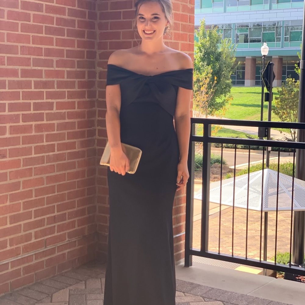 Stylish Black strapless gown